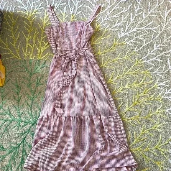 London times checked tie waist tiered lined sundress 12 - Picture 1 of 7